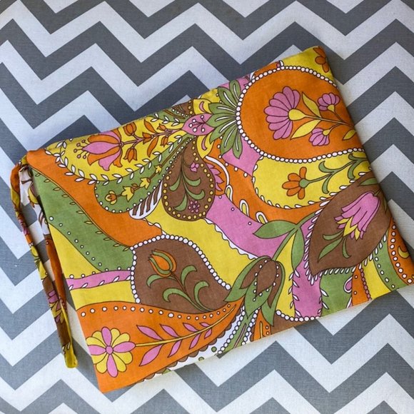 Zara Handbags - Zara yellow and green retro paisley cloth clutch